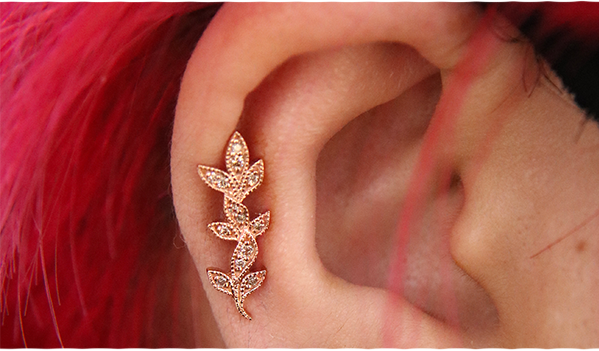 Gemstone Spike Helix Earring | 14K Gold Flat Back Piercing Studs 6.5mm